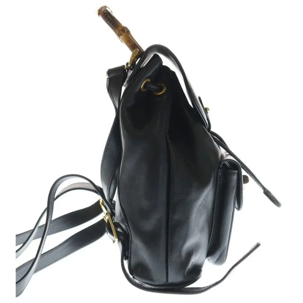 Gucci Bamboo Leather Backpack Black - Picture 3 of 6
